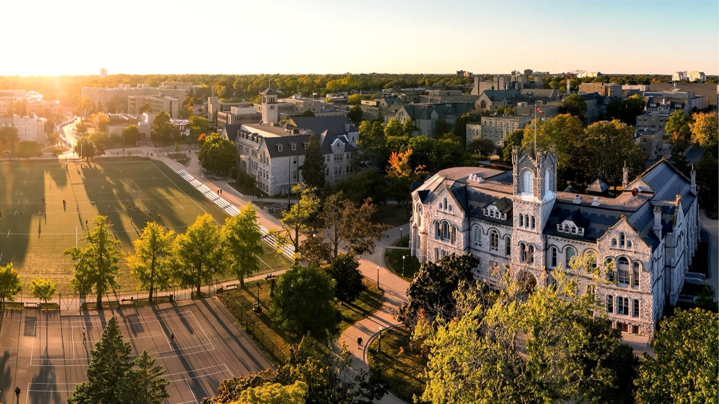 Queen's University campus at sunset